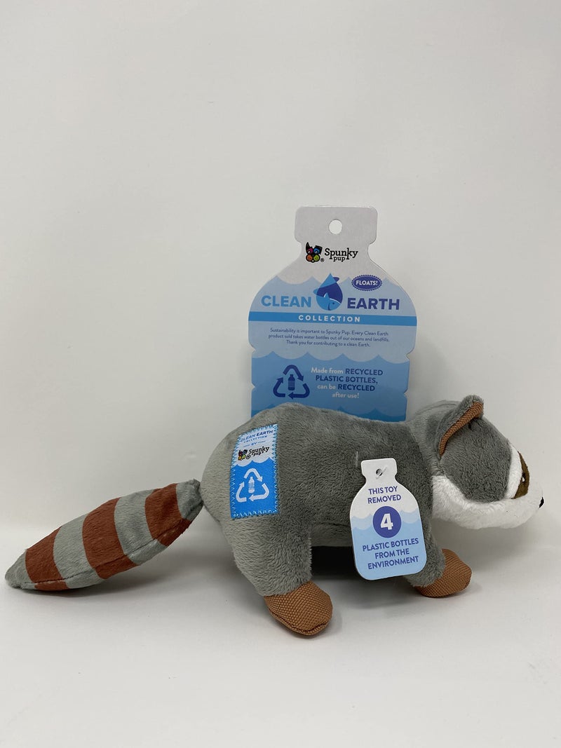 Spunky Pup Clean Earth Plush Raccoon | Made from 100% Recycled Water Bottles | Small Gray 7261 - Image 2